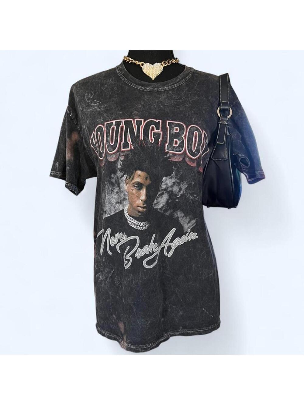 y2k nba youngboy never broke again acid wash rap graphic tee small 🖤